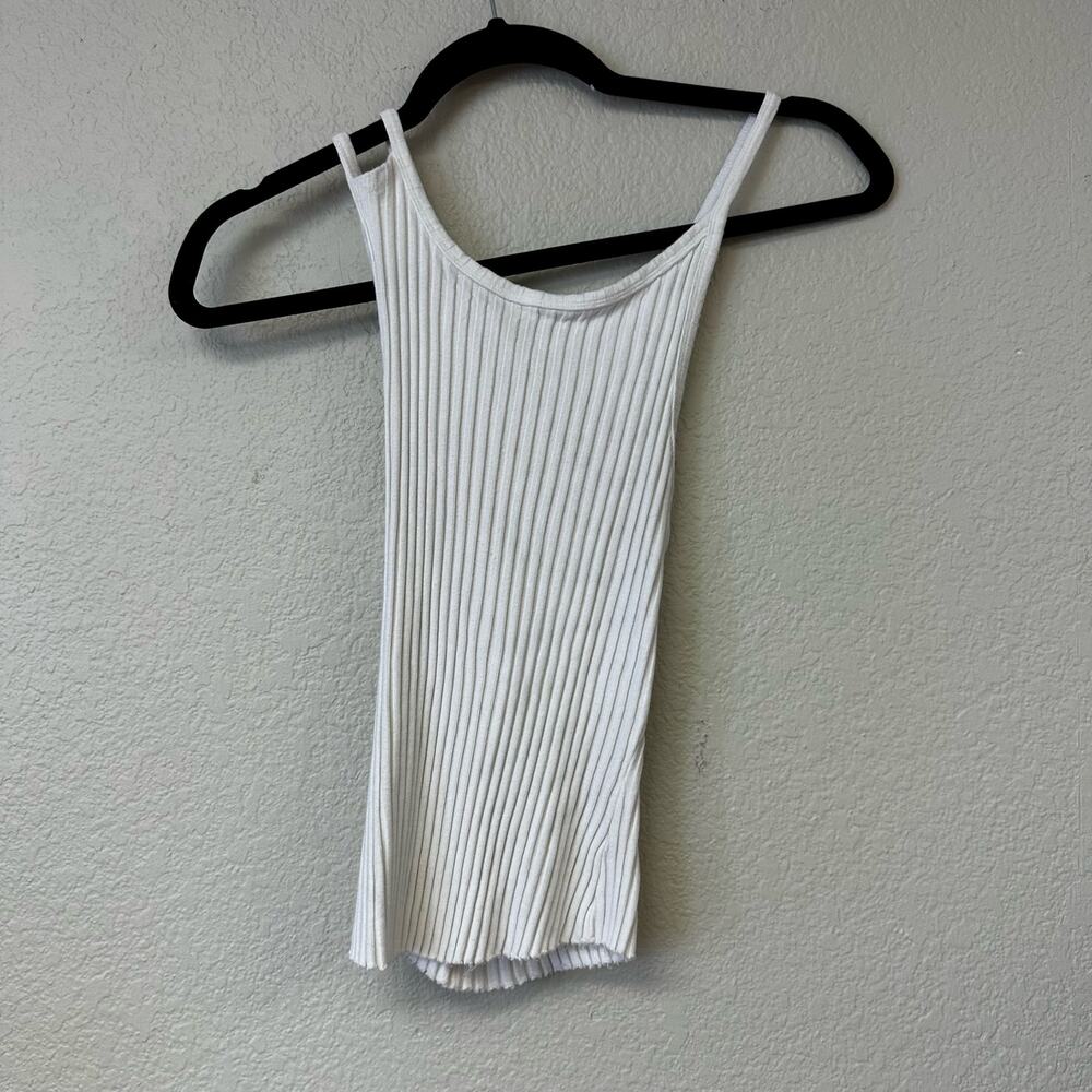 The Range Rib Knit Strappy Crossback Tank Top White Size XS